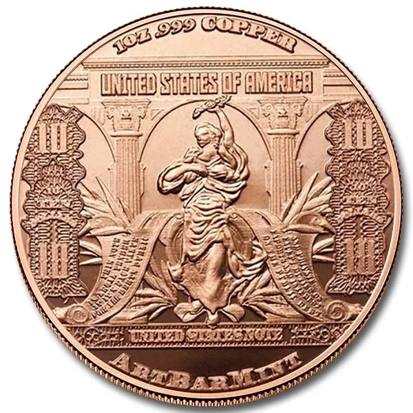 $10 banknote 1 ounce of copper