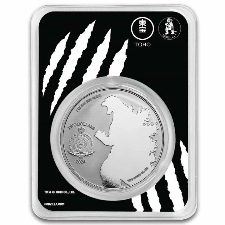 Niue: Godzilla vs Monsters - Mechagodzilla kolorowana 1 uncja Srebra 2024 Slab