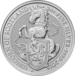 Les bêtes de la reine : Licorne d'Écosse 2 onces d'argent 2018