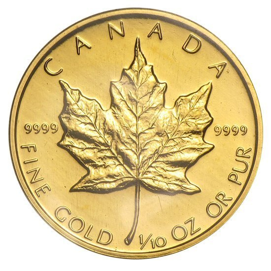 Canadian Maple Leaf 1/10 oz Gold 1989