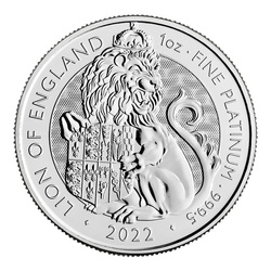 The Royal Tudor Beasts: Lion of England 1 uncja Platyny 2022
