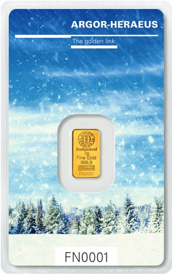 4 x 1 gram Sztabka Złota Following Nature Argor - Heraeus