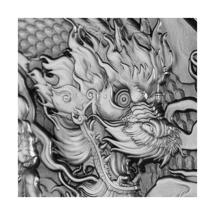 Tokelau: Auspicious Dragon Zodiac - Chinese Dragon & Rabbit 2 oz Silver 2023 High Relief Antiqued Coin