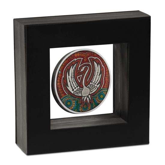 Black Swan Maali kolorowany 2 uncje Srebra 2022 Antiqued Coin