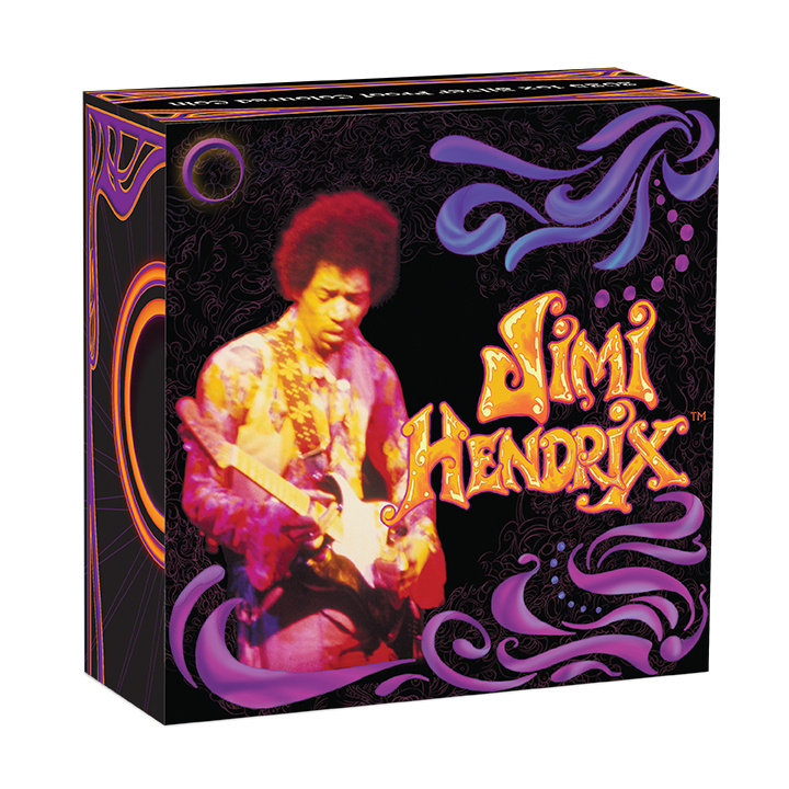Tuvalu: Jimi Hendrix színes 1 uncia ezüst 2025 Proof