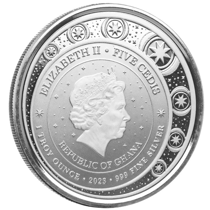 Ghana: Unicorn "Jubilee" kolorowana 1 uncja Srebra 2023 Proof (moneta w karcie)