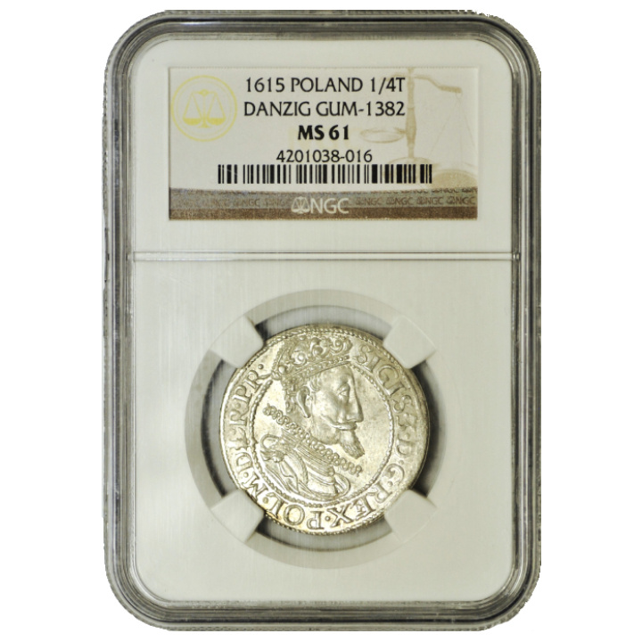 Sigismondo III Vasa. Ort (18 groszy) Argento 1615 NGC MS61