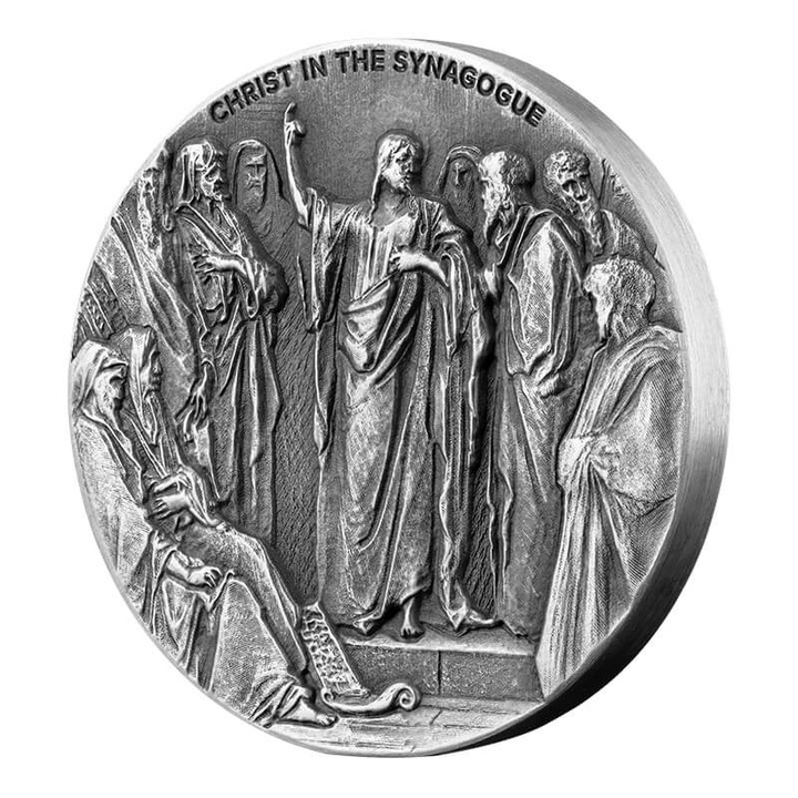 Niue: Biblical - Christ In The Synagogue 2 oz Silber 2020 Proof Antiqued Coin