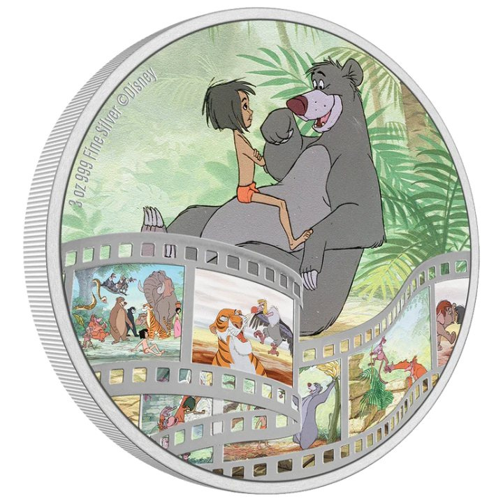 Niue : Disney Cinema Masterpieces - Le Livre de la jungle coloré 3 onces d'argent 2022 Proof