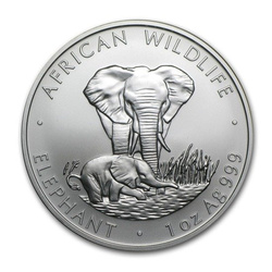 African Wildlife: Słoń 1 uncja Srebra 1999