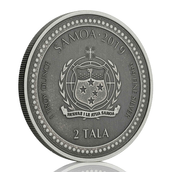 Samoa: Mořský koník 1 unce stříbra 2019 Antiqued Coin