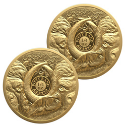 Set de Monede de Aur Big Five III: Bivol 2 x 1/4 Uncie de Aur 2026 Proof Doublecap