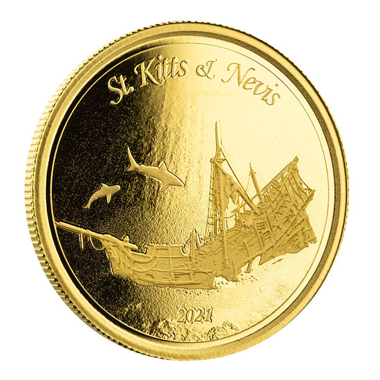 St. Kitts Sunken Ship 1 unce zlata 2021