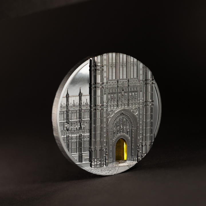 Palau: Tiffany Art Metropolis - Palazzo di Westminster colorato 5 once d'argento 2023 Black Proof Ultra High Relief