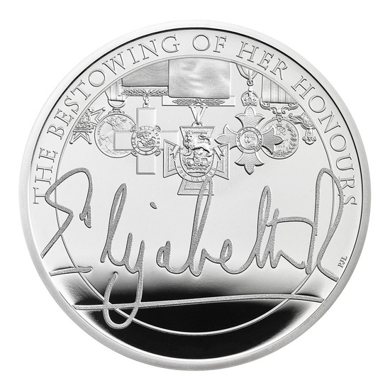 The Queen's Reign Honours and Investitures Argent 5 £ 2022 Proof Piedfort Coin