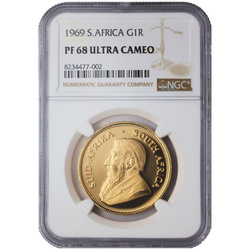 Krugerrand 1 oncia d'oro 1969 Proof PF68 Ultra Cameo