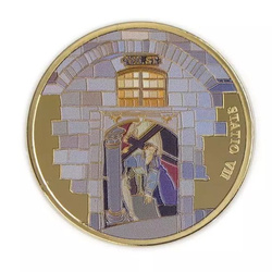 Set of 14 Coins: Via Dolorosa colored, gold-plated Bronze 2016 Prooflike