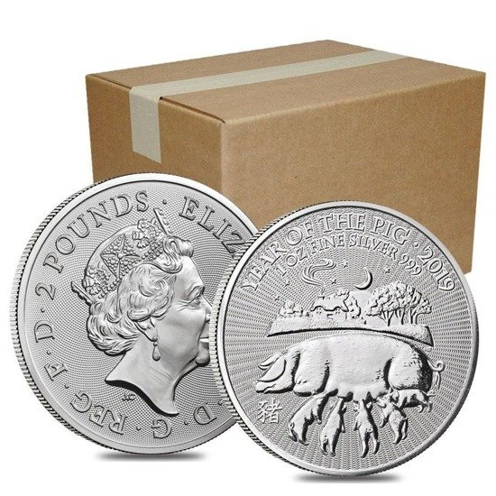 Lunar: Anno del Maiale 1 oncia d'argento 2019 Royal Mint UK