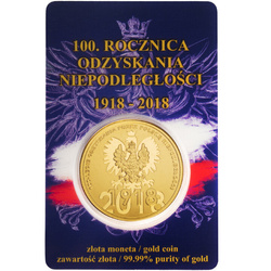 Niue: 100° anniversario dell'indipendenza della Polonia 1 oncia d'oro 2018 Proof