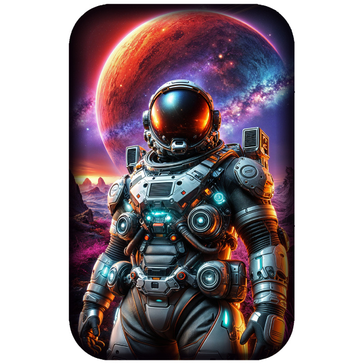 Asturmint: Der Astronaut farbig 2 oz Silber Barren 2025 Antique Finish