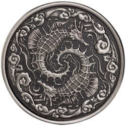 Samoa : Seahorse 1 once d'argent 2024 Antiqued Coin
