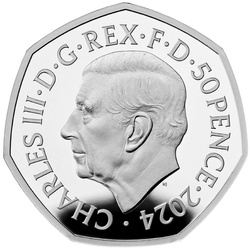 Giganti dell'era glaciale - Rinoceronte lanoso colorato 50 pence Argento 2024 Proof