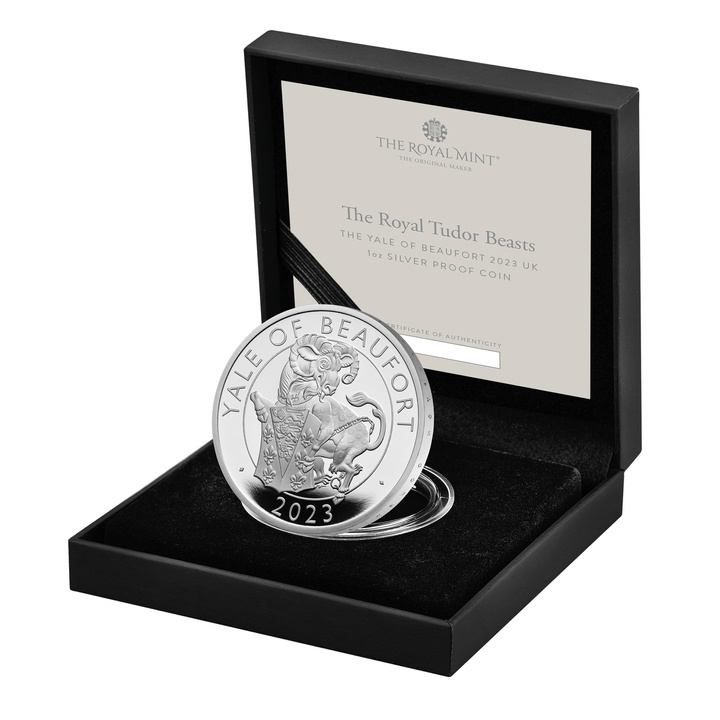 The Royal Tudor Beasts: The Yale of Beaufort 1 oz Plata 2023 Proof