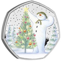 The Snowman 50p colorato Argento 2024 Proof