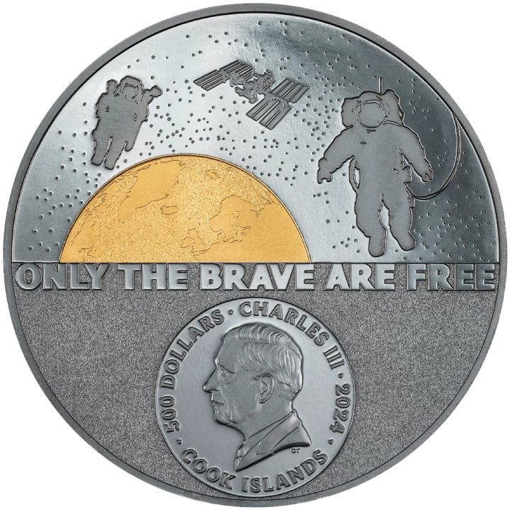Cook Islands: Real Heroes - Astronaut 5 uncji Złota 2024 Black Proof