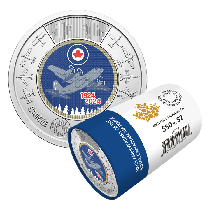 Canada: 100th Anniversary of the Royal Canadian Air Force coloured $2 2024