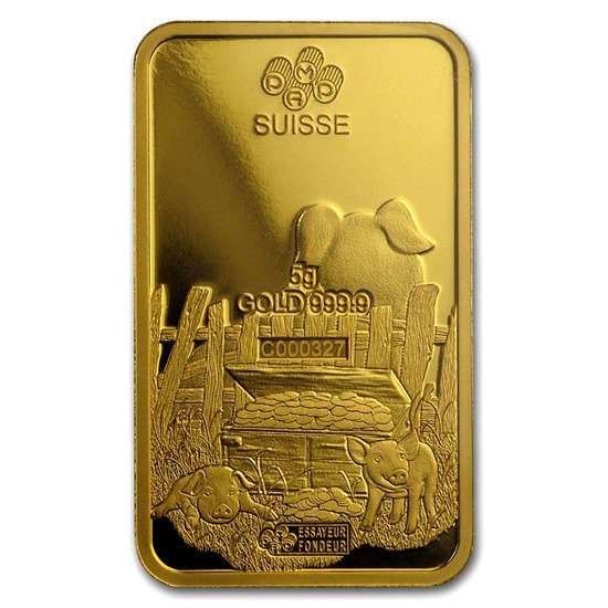 5 Gram Goldbarren Lunar Jahr des Schwein