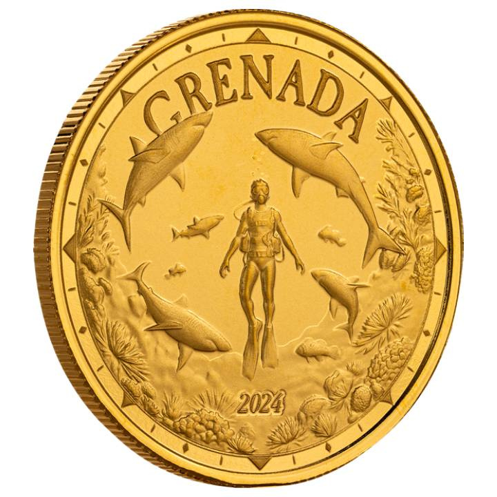 Grenada: Shark Diver – 1 unce zlata 2024 Proof
