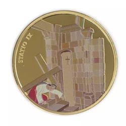 Set 14 monede Via Dolorosa colorată aurită Bronz 2016 Prooflike