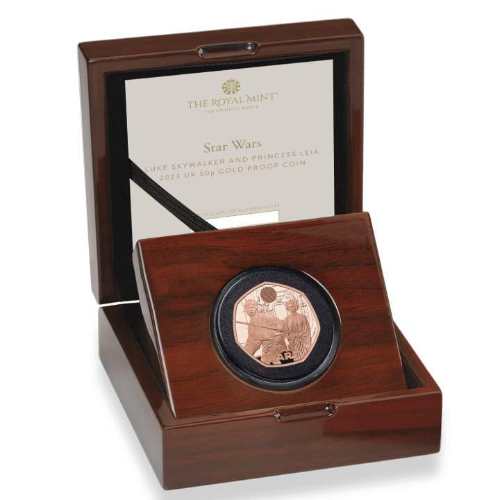 Star Wars: Luke Skywalker y la Princesa Leia 50p Oro 2023 Proof