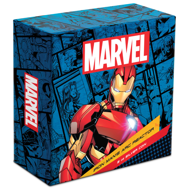 Niue: Marvel - Iron Man's Arc Reactor colorato 5 once d'argento 2023 Proof