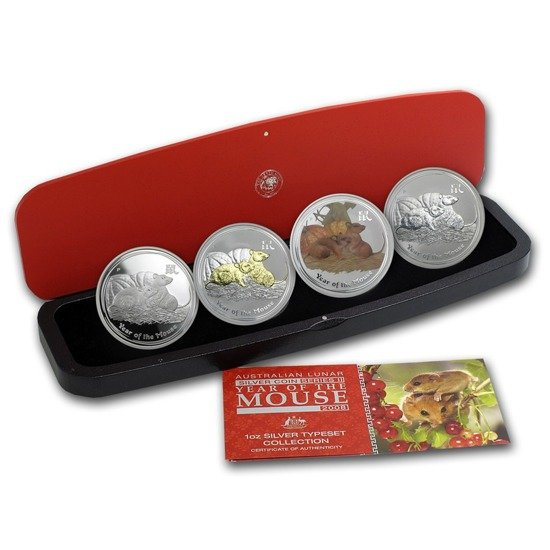 Perth Mint: Serie Lunar II – Año del Ratón Set de 4 Monedas 2008
