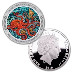 The Great Navigator Kupe: Set of 2 coloured coins 2 oz Silver 2019