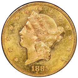 Liberty Head $20 zlato 1885