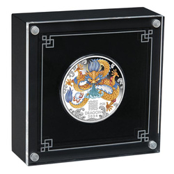 Perth Mint: Lunar III - Rok Smoka kolorowany 1 uncja Srebra 2024 Proof