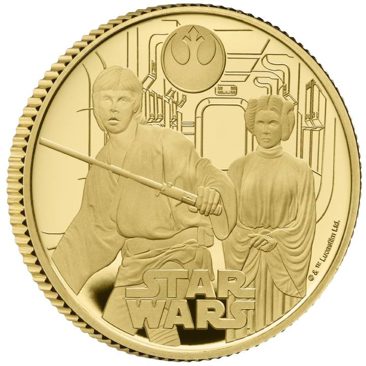 Star Wars: Luke Skywalker y la Princesa Leia 1/4 oz Oro 2023 Proof
