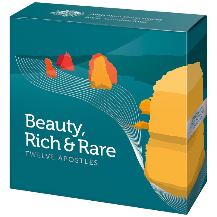 Beauté, richesse et rareté : les douze apôtres colorée 1 once d'argent 2023 Proof Pièce bombée