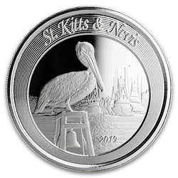 St. Kitts & Nevis: Brown Pelican 1 uncja Srebra 2019