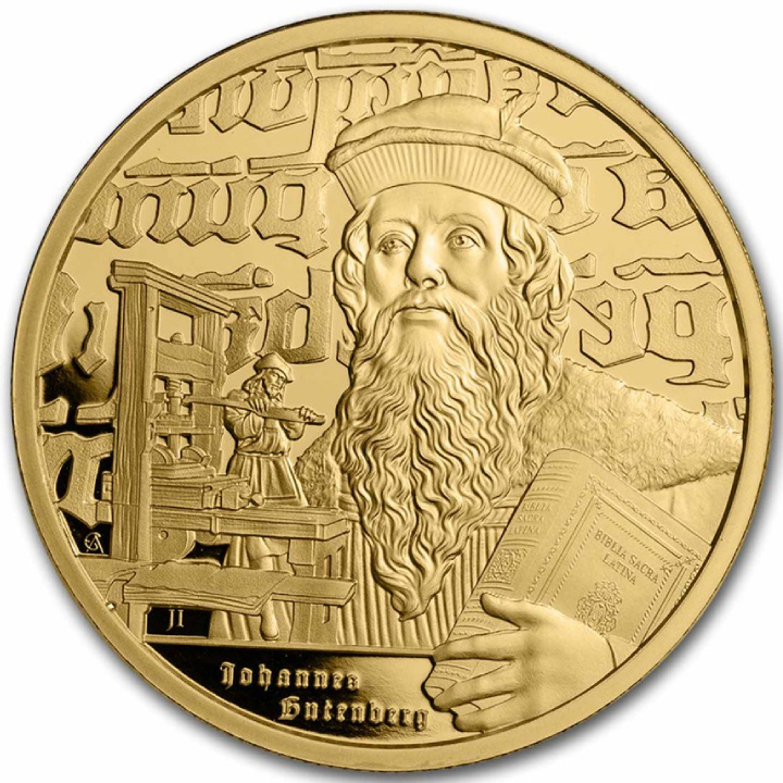 Niue: Iconos de la Inspiración - Johannes Gutenberg 1 oz Plata 2024 Proof