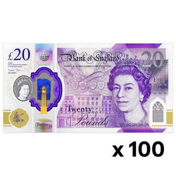 Billet de 20 livres britanniques - Reine Elizabeth II (20 livres / 20 GBP) 100 pièces En circulation