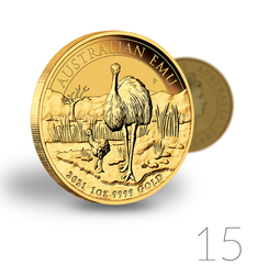 Australijski Emu 1 uncja Złota 2021 Pakiet 15 sztuk