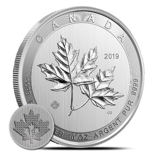 Feuille d'érable canadienne 10 onces d'argent