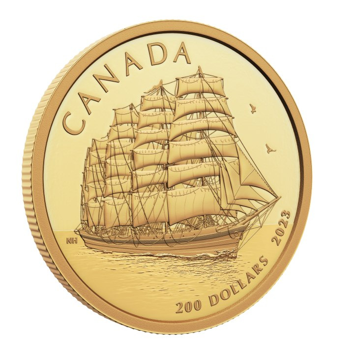 Canada: Tall Ships - Full-Rigged Ship $200 Złoto 2023 Proof