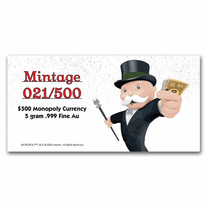 Barra Moneda Samoa: Monopoly - Billetes 5 gramos Oro 2024