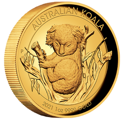 Koala 1 uncja Złota 2021 Proof High Relief