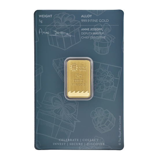 5 gram Gold Bar Britannia Happy Birthday